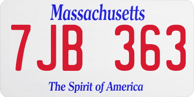 MA license plate 7JB363