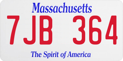 MA license plate 7JB364