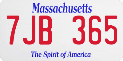 MA license plate 7JB365