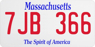 MA license plate 7JB366