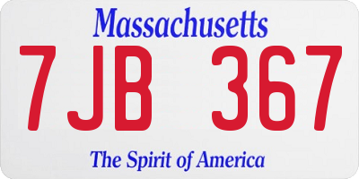 MA license plate 7JB367