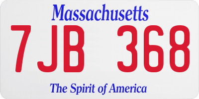 MA license plate 7JB368