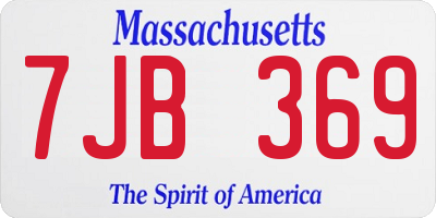 MA license plate 7JB369