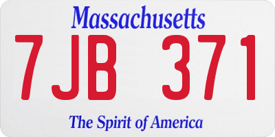 MA license plate 7JB371