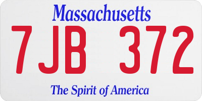 MA license plate 7JB372
