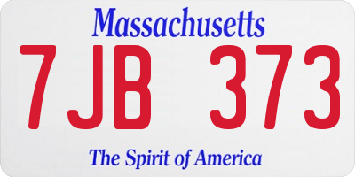 MA license plate 7JB373