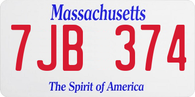 MA license plate 7JB374