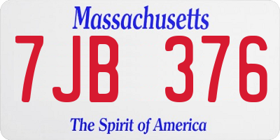 MA license plate 7JB376