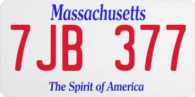 MA license plate 7JB377