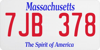 MA license plate 7JB378