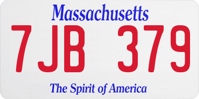 MA license plate 7JB379