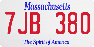 MA license plate 7JB380