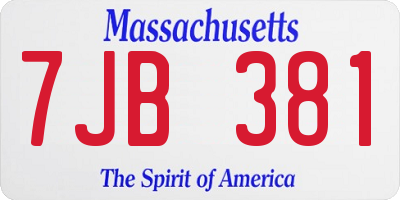 MA license plate 7JB381