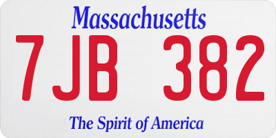 MA license plate 7JB382