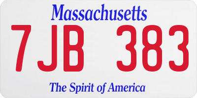 MA license plate 7JB383