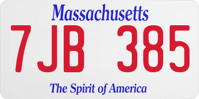 MA license plate 7JB385