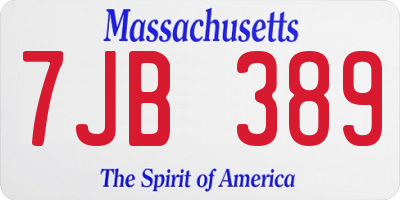 MA license plate 7JB389