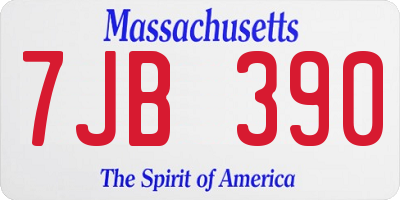 MA license plate 7JB390