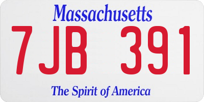 MA license plate 7JB391
