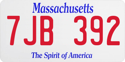 MA license plate 7JB392