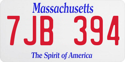 MA license plate 7JB394