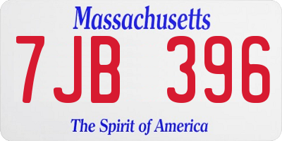 MA license plate 7JB396