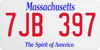 MA license plate 7JB397