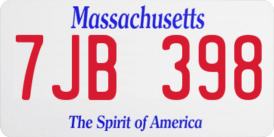 MA license plate 7JB398