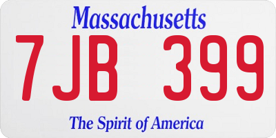 MA license plate 7JB399