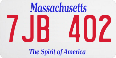 MA license plate 7JB402