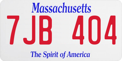 MA license plate 7JB404