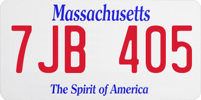 MA license plate 7JB405
