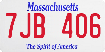 MA license plate 7JB406