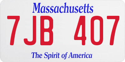 MA license plate 7JB407