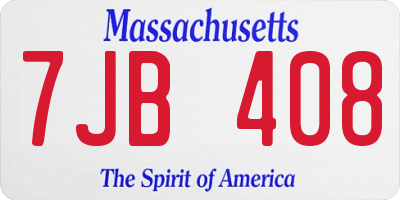 MA license plate 7JB408