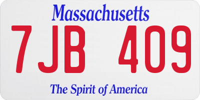 MA license plate 7JB409