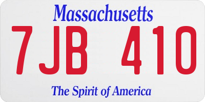 MA license plate 7JB410