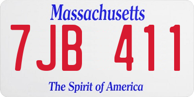 MA license plate 7JB411
