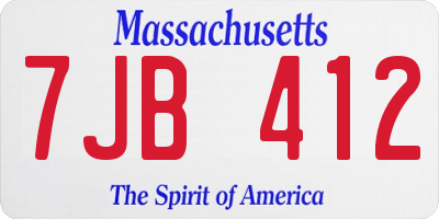 MA license plate 7JB412