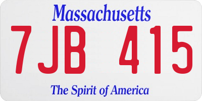 MA license plate 7JB415