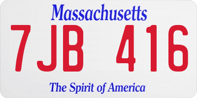 MA license plate 7JB416