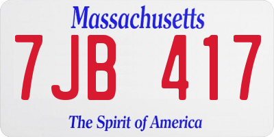 MA license plate 7JB417