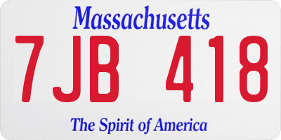 MA license plate 7JB418