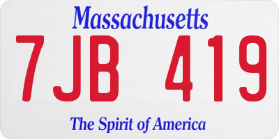 MA license plate 7JB419
