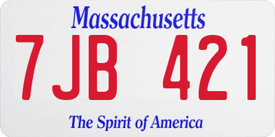MA license plate 7JB421