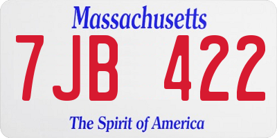 MA license plate 7JB422