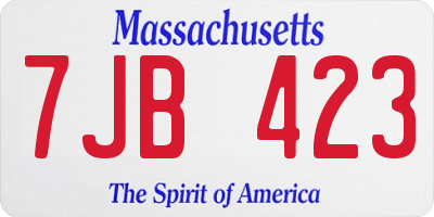 MA license plate 7JB423