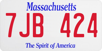 MA license plate 7JB424