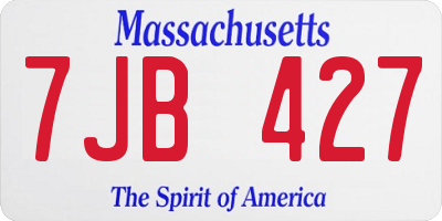 MA license plate 7JB427