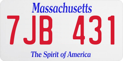 MA license plate 7JB431